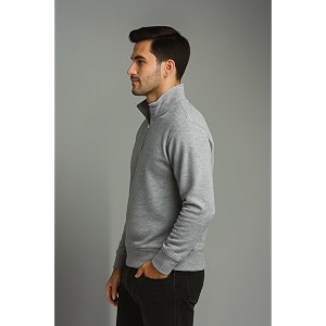 Half Zipper Solid Sweatshirt for Men