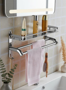 quxozo self 2 in 1 stainless 304 grade bathroom set pack of 1  towel holder steel