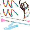 Dance Baton,Batons for Twirling 21/29 inches Stainless Steel Material Gymnastics Wand with 2 Dance Ribbons & 3 Rainbow Hair Bands Suitable for Kids Beginners (1PCS/2PCS)