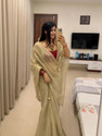 QVIDYA Embroidered Bollywood Tissue Organza Saree