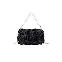 QWINEE Women's Faux Pearl Clutch Bag Flower Shape Small Crossbody Bag Evening Satchel Bag Tote Handbags Prom Bags Black One Size