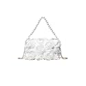 QWINEE Women's Faux Pearl Clutch Bag Flower Shape Small Crossbody Bag Evening Satchel Bag Tote Handbags Prom Bags White One Size