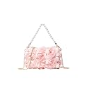 QWINEE Women's Faux Pearl Clutch Bag Flower Shape Small Crossbody Bag Evening Satchel Bag Tote Handbags Prom Bags Pink One Size