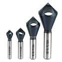 QWORK 4PCS Cobalt Single-End Countersink Chamfer Tool Set, M35 High-Speed Steel, 90° Cutting Angle