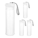 QWORK Extendable Artist Storage Tube - Durable Plastic, 4 Pack Adjustable Length 8.5" to 15", 2.4" Width, Translucent with Carrying Lanyard for Brushes, Pens & Watercolor Supplies