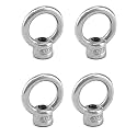 QWORK Lifting Eye Nut, 4 Pack, 1/4" UNC Marine Grade Stainless Steel 316