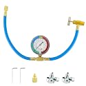 QWORK R134A Refrigerator Service Hose Kit with Gauge, Piercing Valve & Self-Sealing Adapter - No Refrigerant Included