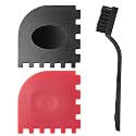 QWQKEFEUNCast Iron & Grill Pan Scraper 3 Pack Set, 2 Multi-Purpose Food Scrapers with 1 Bonus Cleaning Brush, Non-Scratch Burnt Food Remover Tool for Skillet, Griddle and Cast Iron Cookware