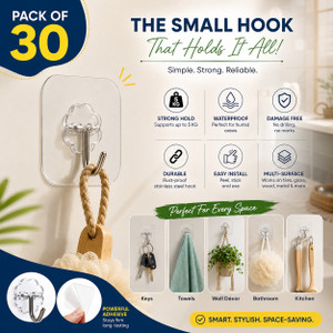 QXORE Adhesive Hook Capacity Up To 5Kgs