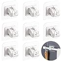 QXORE No Drill Curtain Rod Brackets No Drilling Self Adhesive Curtain Rod Holder Hooks Nail Free Adjustable Curtain Rod Hooks Curtain Hangers for Kitchen Home Bathroom and Hotel (2 PCS TRANSPARNT)
