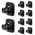 QXORE No Drill Curtain Rod Brackets No Drilling Self Adhesive Curtain Rod Holder Hooks Nail Free Adjustable Curtain Rod Hooks Curtain Hangers for Kitchen Home Bathroom and Hotel (6PCS Black)