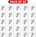 QXORE Heavy Duty Transparent Adhesive Hooks with Stainless Steel Hanger Pack Hook 25