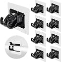 QXORE No Drill Curtain Rod Brackets No Drilling Self Adhesive Curtain Rod Holder Hooks Nail Free Adjustable Curtain Rod Hooks Curtain Hangers for Kitchen Home Bathroom and Hotel (8PCS Black)