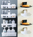 QXORE White Bathroom Shelves 4 Pcs + Soap Stand 4 Pcs Multipurpose and Rack for Home Plastic Wall Shelf (Number of Shelves - 8, White)