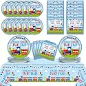 Qyeahkj 24 Guests Chugga Chugga Two Two Birthday Party Paper Plates Napkins Tablecloth Supplies Set Train 2nd Disposable Tableware Dinnerware Decorations Favors for Boys Girls Birthday Party