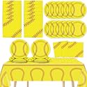 Qyeahkj 24 Guests Softball Party Decorations Paper Plates and Napkins Tablecloth Set Softball Disposable Birthday Party Tableware Dinnerware Supplies for Table Dinner Kids Birthday Party Decor