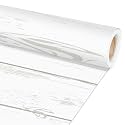 Qyeahkj White Wood Bulletin Board Paper Roll Wood Grain Bulletin Board Background Paper Fade Resistant Rustic Classroom Decoration Poster Craft Home Wall Education Decor Supplies 17.7in x 20ft
