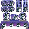 Qyeahkj Wolf Party Supplies Serves 24 Wolf Theme Party Paper Plates Napkins Wolf Tablecloth Set Tableware Kit for Kids Birthday Party Baby Shower