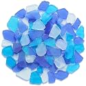 QYGL Sea Glass for Crafts - 14oz Frosted Seaglass Pieces - Vase Filler and Aquarium Ornament, DIY Craft Supplies for Art, Beach Weddings, and Home Decor (Cobalt Blue, Aquamarine, White)