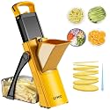 QYKIC Mandoline Slicer for Kitchen, Adjustable 0.1-8mm (6 in 1 Yellow)