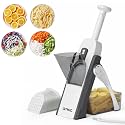QYKIC Safe Mandoline Slicer,Vegetable Potato Slice Food Cutter for Kitchen,Thickness Adjustable Upright Veggie Chopper for Fast Meal prep (Gray)
