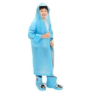 rampd unisex pvc rainsuitraincoatovercoat with hood for kids blue