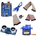 R&D UNO R3 SMD Board with Uno cable Jumper Wires HC-SR04-Ultrasonic Sensor and SG90 Servo Motor for Radar Kit
