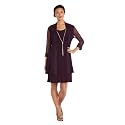 R&amp;M Richards Women's Elegant 2-Piece Shift Dress with Pleated Shimmer Duster Jacket for Mother of the Bride, Cocktail Attire