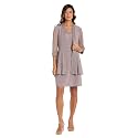 R&amp;M Richards Women's Elegant 2-Piece Shift Dress with Pleated Shimmer Duster Jacket for Mother of the Bride, Cocktail Attire