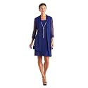 R&amp;M Richards Women's Elegant 2-Piece Shift Dress with Pleated Shimmer Duster Jacket for Mother of the Bride, Cocktail Attire