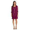 R&amp;M Richards Women's Elegant 2-Piece Shift Dress with Pleated Shimmer Duster Jacket for Mother of the Bride, Cocktail Attire