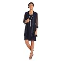 R&amp;M Richards Women's Elegant 2-Piece Shift Dress with Pleated Shimmer Duster Jacket for Mother of the Bride, Cocktail Attire