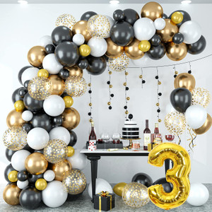 r g accessories solid white golden black balloons garland kit of 54 pcs for party decorations balloon multicolor pack of 54