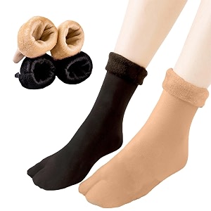 r g warm wintersnow unisex fleece soft fur thermal thumb socks-color-beige amp black