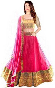 rh comapany embroidered semi stitched lehenga choli pink