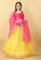 R&H COMAPANY Embroidered Semi Stitched Lehenga Choli (Gold)