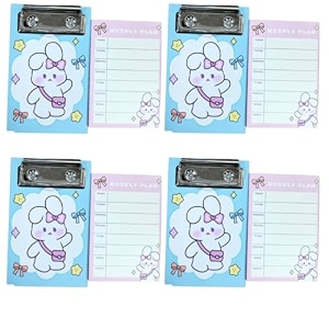 r h lifestyle cute sticky notes set baby rabit mini clipboard with weekly plan aesthetic notepad for writing office stationery sticky notes pad pink pack of 4