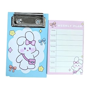r h lifestyle cute sticky notes set baby rabit mini clipboard with weekly plan aesthetic notepad for writing office stationery sticky notes pad pink pack of 1