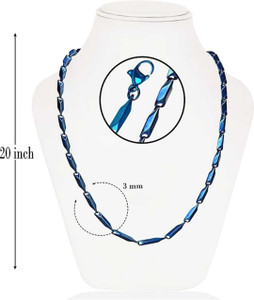 r jewels blue rice design neck chain for men  boys titanium plated stainless steel chain
