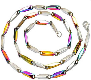 r jewels multicolour rice design for men  boys titanium plated stainless steel chain