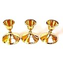 Yellow Brass Candle Stand Set of 3 pcs(Plain gattu)