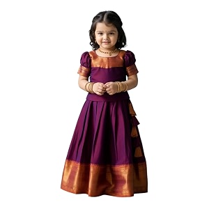 R P CREATION Kids Silk Lehenga Choli