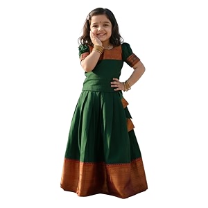 R P CREATION Kids Silk Lehenga Choli