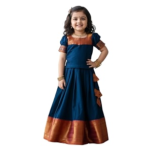 R P CREATION Kids Silk Lehenga Choli