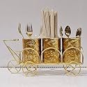 R.R.V. International Metal Kitchen Cutlery Holder Spoon And Tissue Holder For Dining Table (Set Of 3), Cutlery Stand, Gold