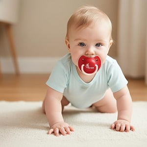 r for rabbit baby tusky pacifier ultra light soft silicone nipple orthodontic design bpa-free for kids of 6 months mediumred