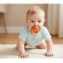 R for Rabbit Baby Tusky Pacifier Ultra Light Soft Silicone Nipple, Orthodontic Design, BPA-Free for Kids of 6 Months +|Large|Orange