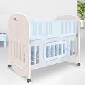 R for Rabbit Dream N Play 2-in-1 Rocking Baby Cot &amp; Crib for Kids, 360° Wheels with Brakes Quick Assembly HDPE Material BPA Free for 0-3 Years Toddler Weight Capacity Up to 20kg (Beige)