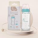 R for Rabbit First Feed 240 ml Baby Feeding Glass Bottle with Anti-Colic Wide Neck, BPA Free Soft Silicone Nipple, Milk Feeder for New Born/Infants/Toddler Kids of 6+ Months (Sea Green)
