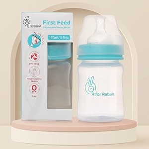 r for rabbit first feed 150 ml baby feeding pp bottle with anti-colic wide neck bpa free soft silicone nipple milk feeder for new borninfantstoddler kids of 0 months sea green